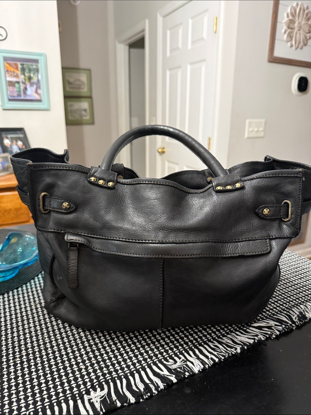 Vilenca of Holland Chocolate Brown Studded Leather Bag - Picture 4 of 11